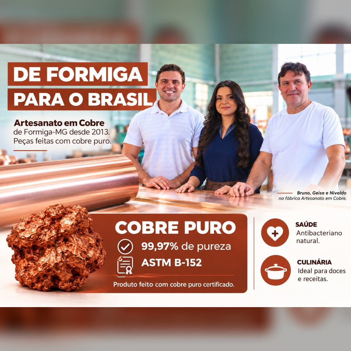 Como reconhecer peças de cobre puro certificado e não cair em imitações ou banhos falsos